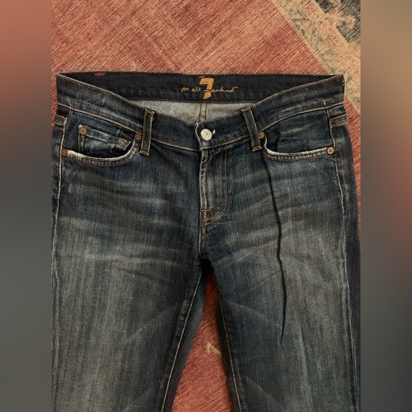 7 For All Mankind Distressed Dark Denim Jeans - Picture 2 of 5